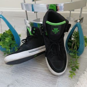 Supra Skate Hi-Top Shoes in Blk Neon Green Size 6